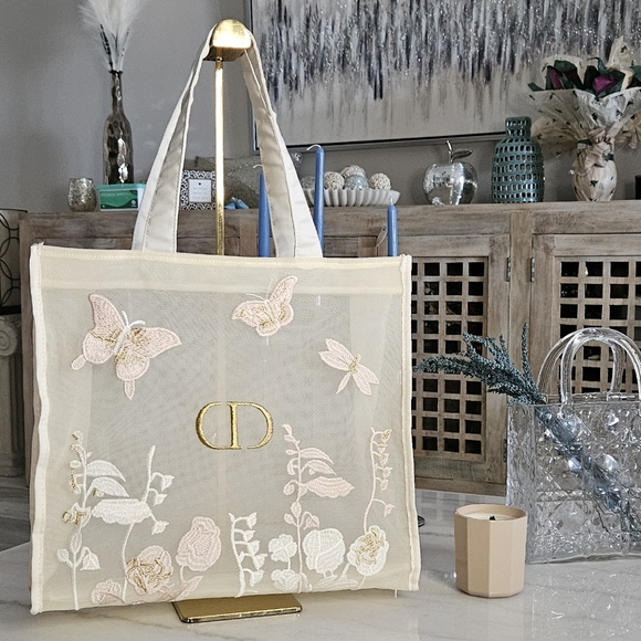 Dior Handbags - Christian Dior Beauty Butterfly Embroidered Mesh Tote – Gift With Purchase